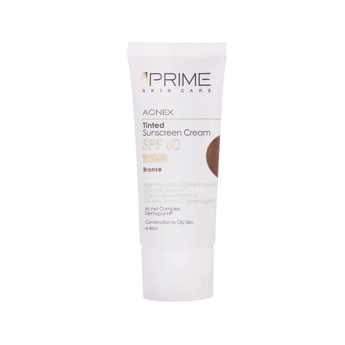 کرم ضد آفتاب Acnex پرایم SPF 60 حجم 40 میلی لیتر رنگ برنز