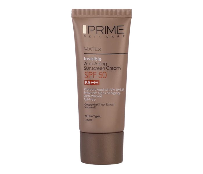 کرم ضد آفتاب جوان کننده بی رنگ پریم با SPF50 حجم 40 میلی لیتر