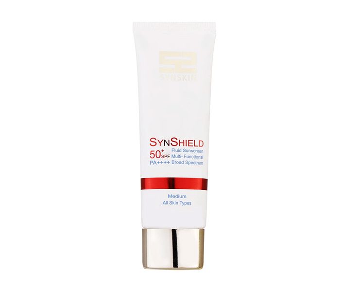 ضد آفتاب فلوئید 50+ SPF ساین شیلد ساین اسکین رنگی مدیوم مناسب انواع پوست