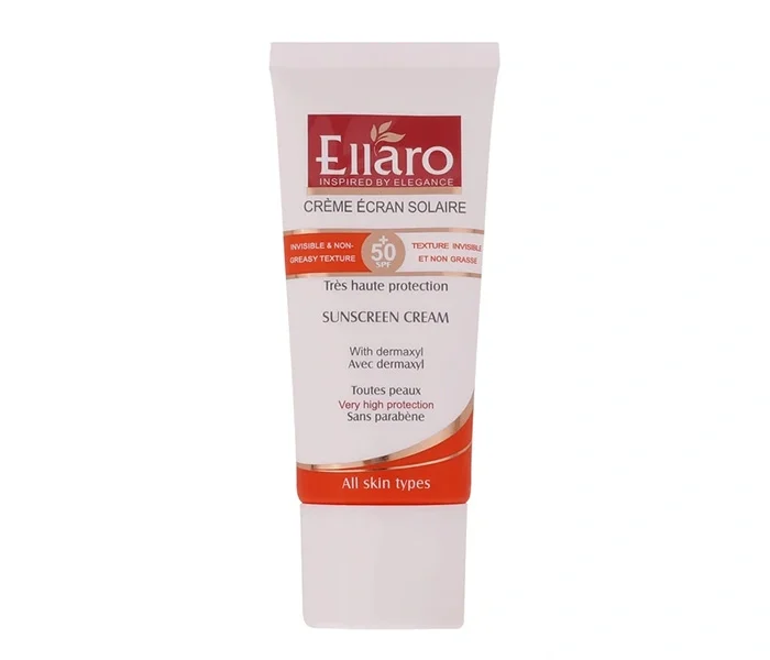 کرم ضد آفتاب بی رنگ الارو با SPF50 مناسب انواع پوست حجم 50 میلی لیتر