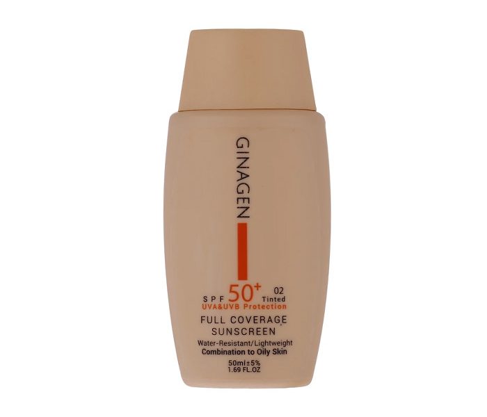 کرم ضد آفتاب ژیناژن با spf 50 مناسب پوست چرب و مختلط رنگ 02 حجم 50 میلی لیتر